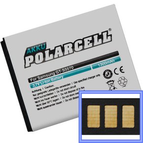 PolarCell Akku für Samsung Galaxy mini / 551, GT-S5570, GT-i5510, S7230